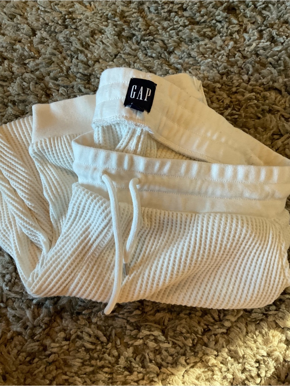 GAP Cream Waffle-Knit Drawstring Joggers